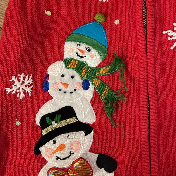 VTG Hampshire Studio Snow Christmas Sweater Vest Women’s L - Picture 4 of 11